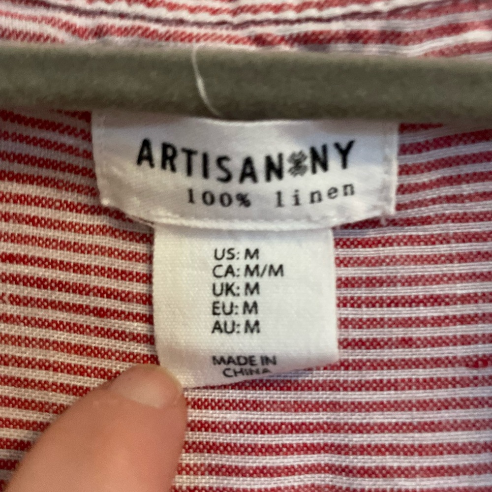 Linen Striped Collared Camp Shirt - Picture 4 of 4